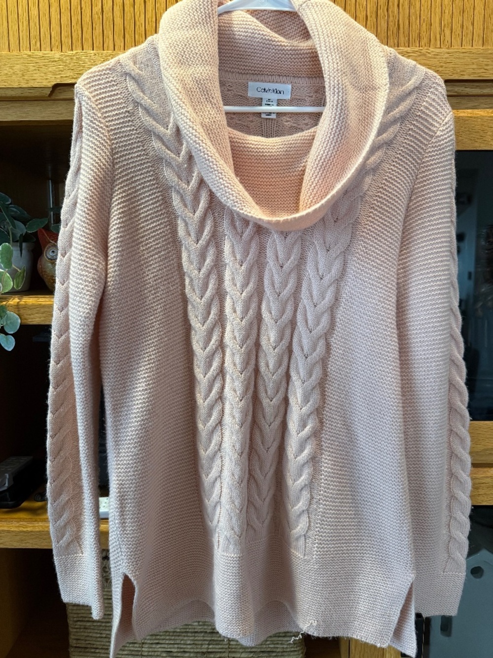 Calvin Klein Woman Cowl Neck Sweater, Pale Pink Small